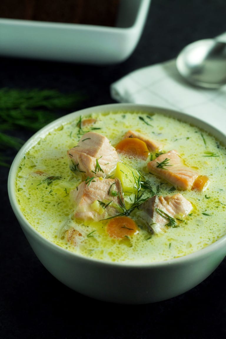 Traditional Finnish Salmon Soup Lohikeitto