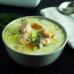 Hearty & creamy traditional Finnish Salmon Soup - Lohikeitto. Warms you up instantly and it's really filling! #Finland #soup #salmon | cookingtheglobe.com