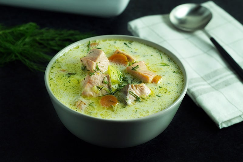 Traditional Finnish Salmon Soup - Lohikeitto