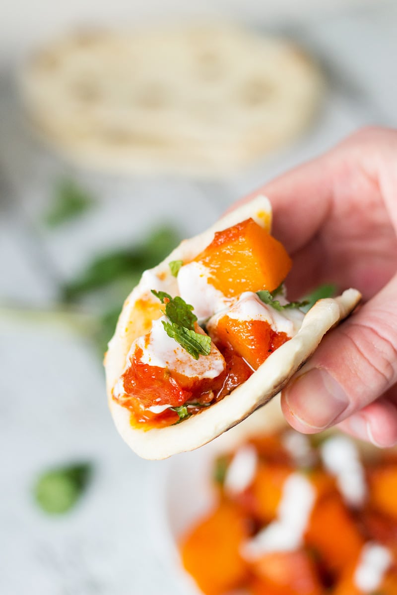 This sweet & savory Afghan pumpkin with yogurt-garlic sauce (Kadu Bouranee or Kadoo Borani) tastes fantastic and it's so easy to make! #Afghan #pumpkin | cookingtheglobe.com