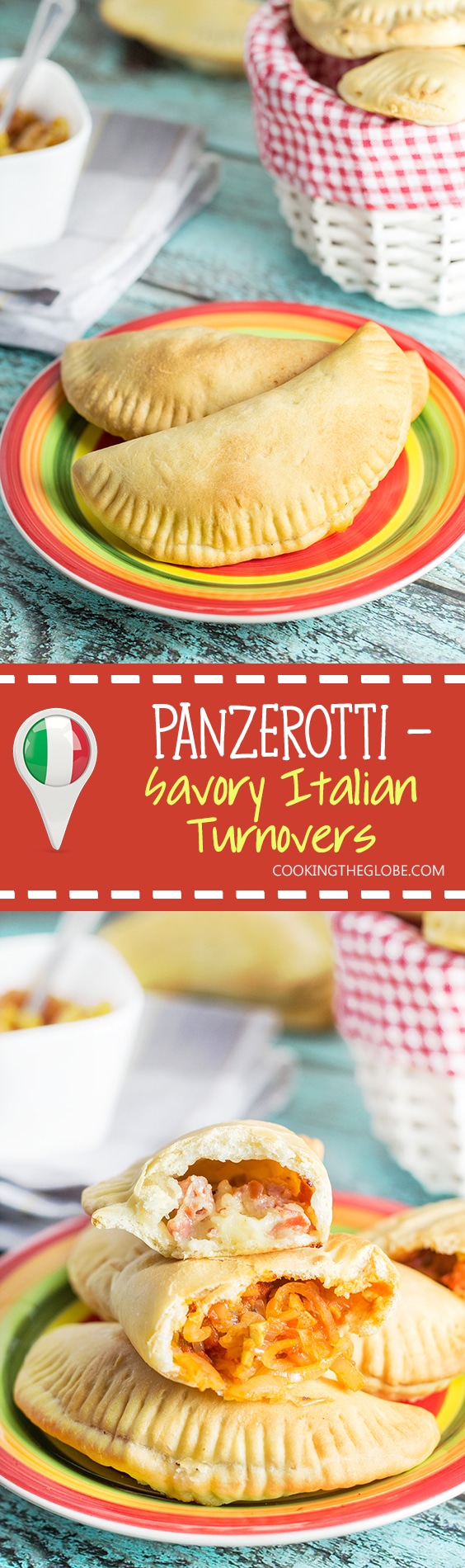 Panzerotti - savory Italian turnovers with mozzarella & prosciutto and onions & olives fillings!