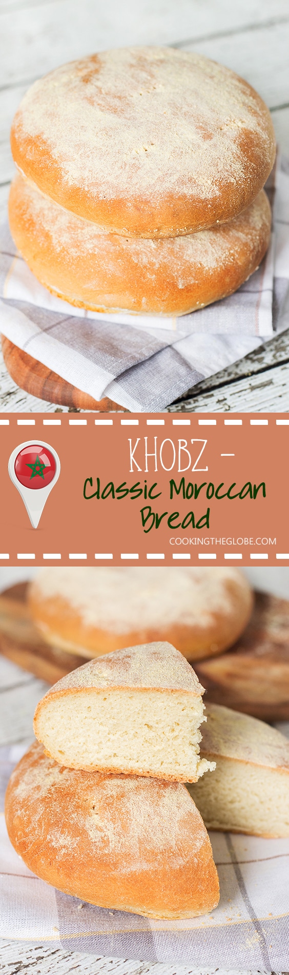 This staple Moroccan bread (Khobz) is a cornerstone of Moroccan diet. It's eaten every single day! | cookingtheglobe.com