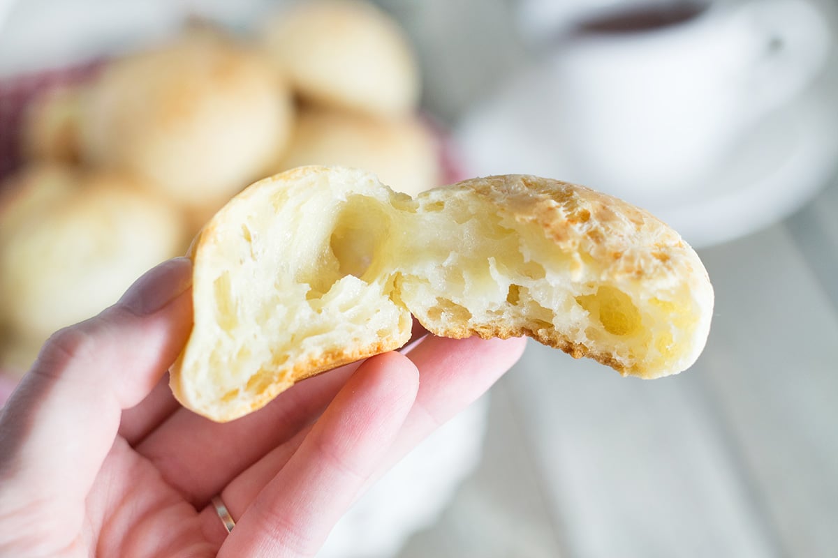 You will love this Pao de Queijo or Brazilian Cheese Bread recipe! The result is crispy outside but soft and chewy inside cheese puffs!