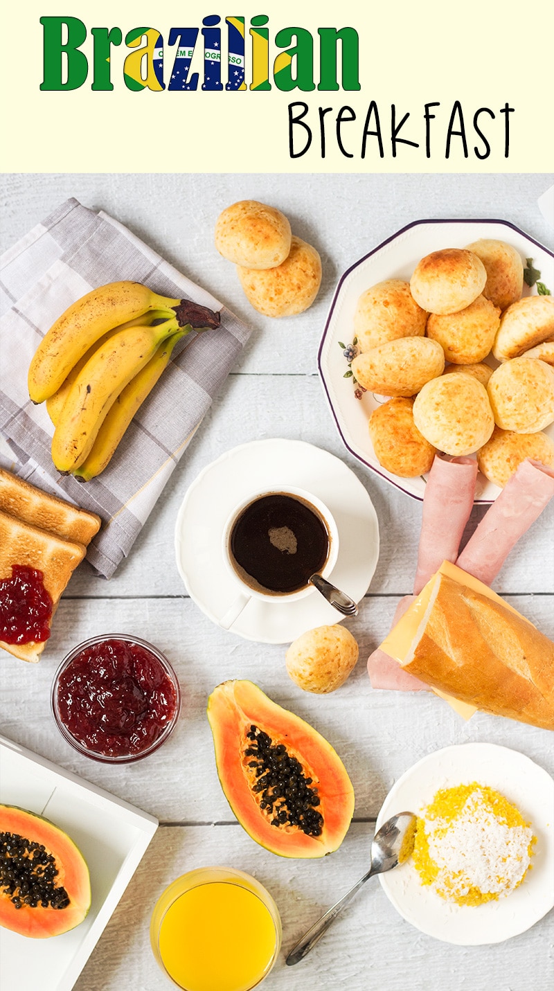 Take a sneak peek at the traditional Brazilian breakfast! It offers coffee, fruit, cheese bread, couscous and other delicious foods! | cookingtheglobe.com