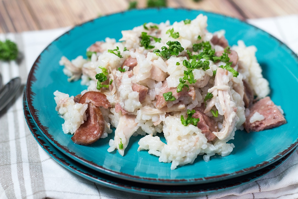 Chicken Bog is a traditional Southern dish featuring rice, chicken and sausage. It's hearty, filling and very tasty!