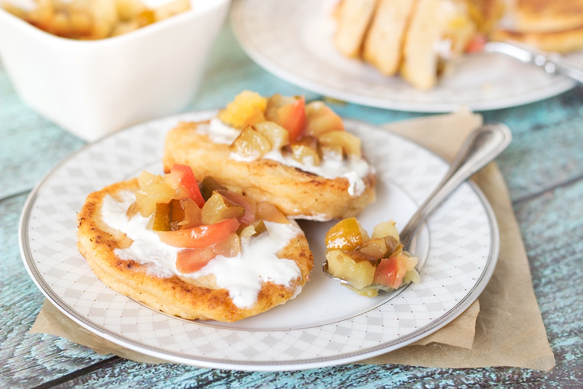 Russian Cottage Cheese Pancakes Syrniki W Caramelized Fruit