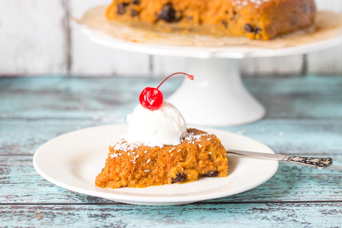 This Jamaican Sweet Potato Pudding or Pone is sweet, with a notes of cinnamon, nutmeg and vanilla! | cookingtheglobe.com