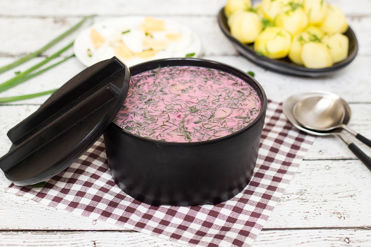 This Cold Beet Soup, also called Summer Borscht is perfect for beating the heat. It's also really easy and quick to make!