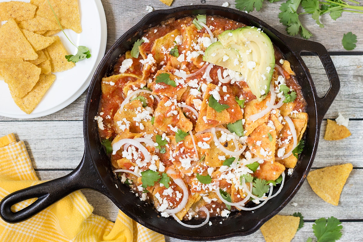 Mexican chilaquiles rojos recipe