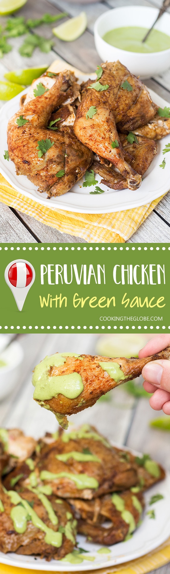 This Peruvian Chicken with a traditional Peruvian green sauce is destined to become one of your favorite chicken recipes ever!
