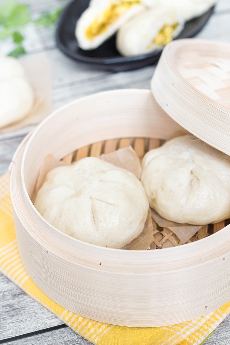 These steamed buns, called Siopao, come from the Philippines. They can be stuffed with anything you want! I made mine with a fantastic chicken curry filling!