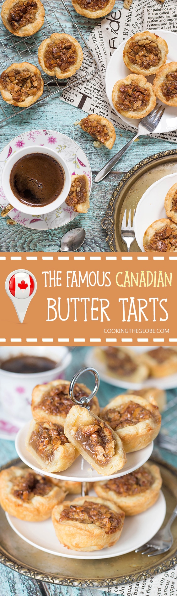 Butter Tarts are the traditional Canadian dessert. These little cute treats are sweet and buttery. One of the best desserts I have ever tried! | cookingtheglobe.com