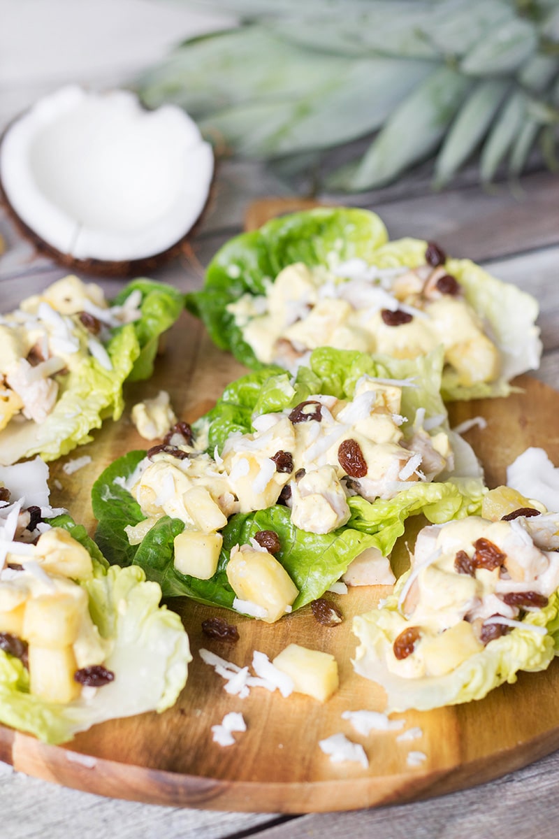 This crazy delicious Curried Chicken Salad comes from the Caribbean, and also features pineapple, coconut, raisins and other goodness! | cookingtheglobe.com