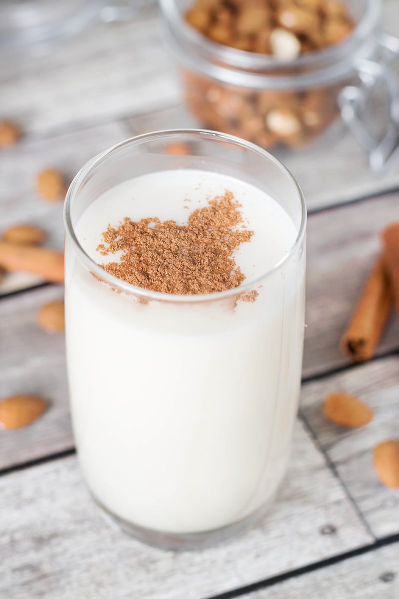 This authentic Horchata recipe has everything you need: rice, almonds, cinnamon, and lime zest mixed together to create a creamy, refreshing, thirst-quenching Mexican drink! | cookingtheglobe.com