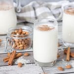 This authentic Horchata recipe has everything you need: rice, almonds, cinnamon, and lime zest mixed together to create a creamy, refreshing, thirst-quenching Mexican drink! | cookingtheglobe.com