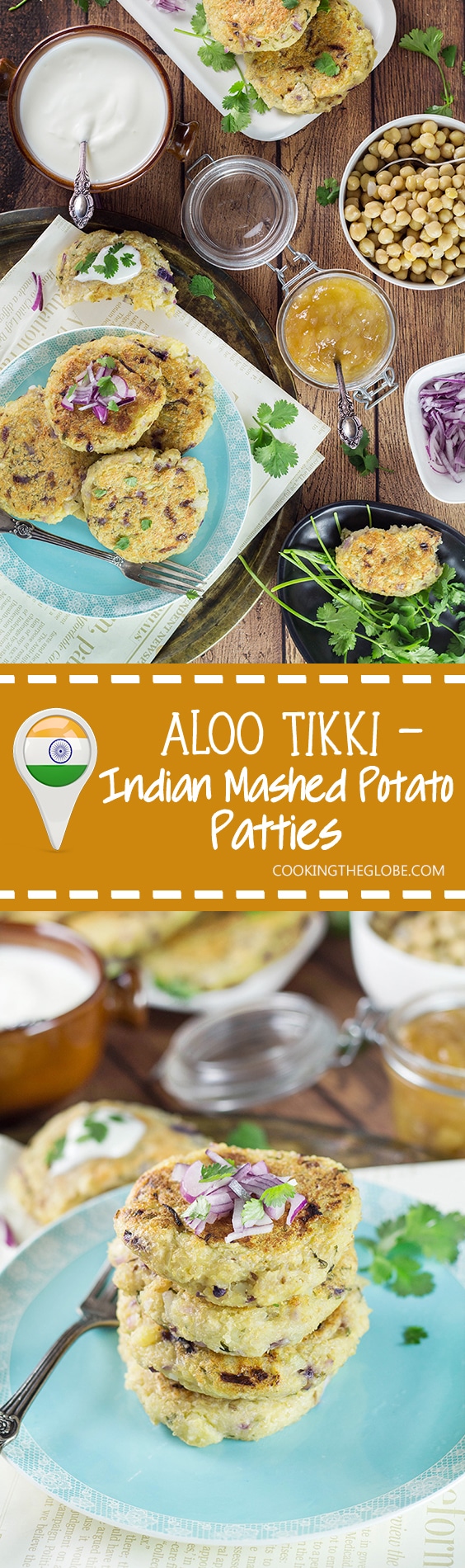 These Indian Mashed Potato and Quinoa Patties (Aloo Tikki) are really easy to make and make a perfect #vegan friendly dinner! | cookingtheglobe.com