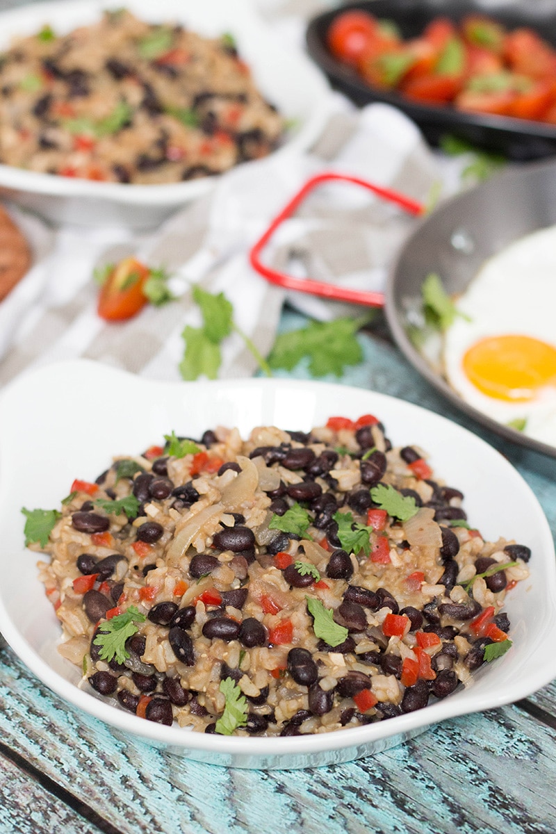 If you have never tried Gallo Pinto before, you don't know what you are missing. This Costa Rican Rice and Beans recipe will leave you craving for more! #vegan | cookingtheglobe.com