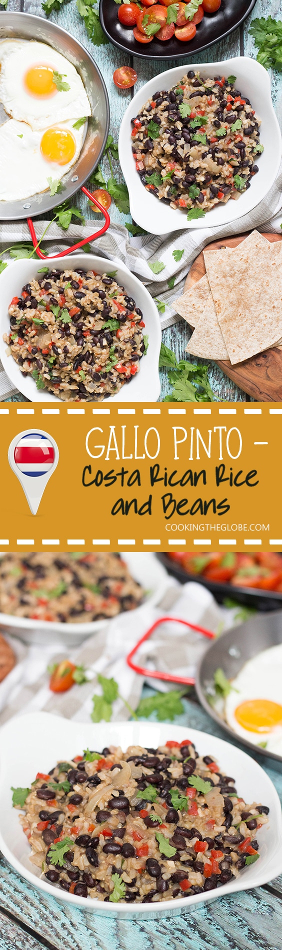 If you have never tried Gallo Pinto before, you don't know what you are missing. This Costa Rican Rice and Beans recipe will leave you craving for more! #vegan | cookingtheglobe.com