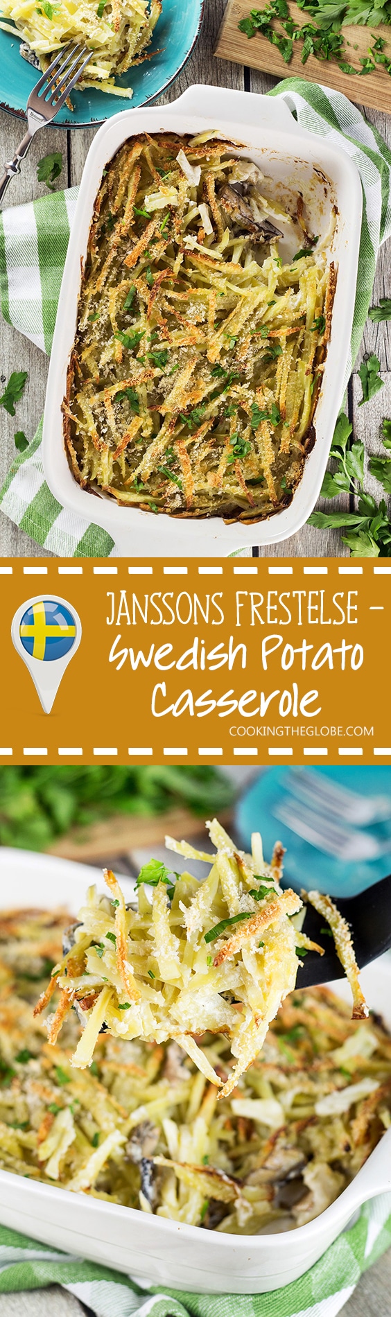 Janssons Frestelse or Jansson's Temptation is a classic Swedish potato and sprat casserole traditionally served on Christmas but great any time of the year. Creamy, hearty, filling! | cookingtheglobe.com