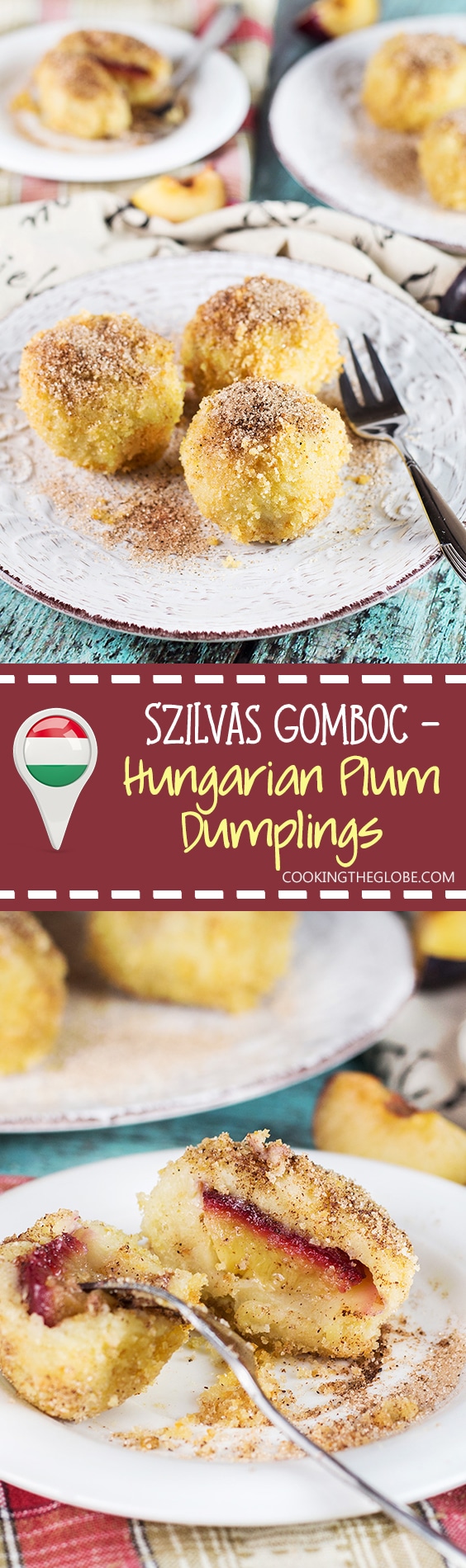 If you love gnocchi, you have to try these Hungarian Plum Dumplings! Made with mashed potatoes and featuring a plum inside, they make a great dessert or a side dish! | cookingtheglobe.com