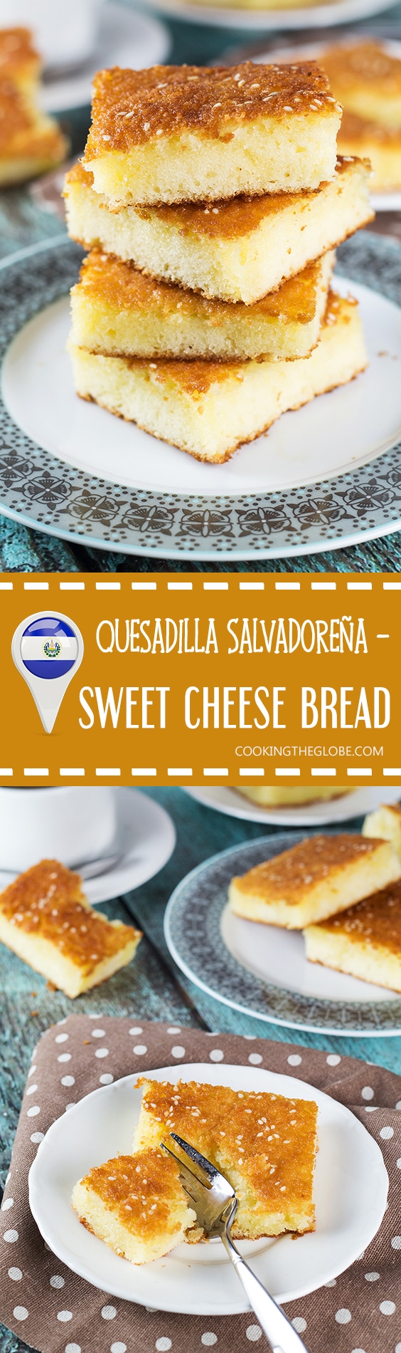 Quesadilla Salvadoreña is not your ordinary quesadilla. This one is a dessert! A rich and crazy delicious sweet cheese bread / pound cake from El Salvador. So good! | cookingtheglobe.com