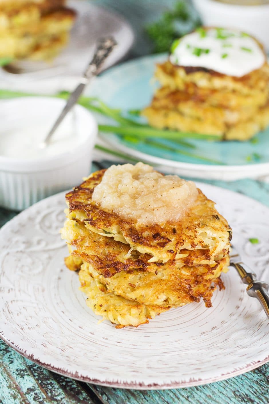 German Potato Pancakes (Kartoffelpuffer) - w/ Two Toppings