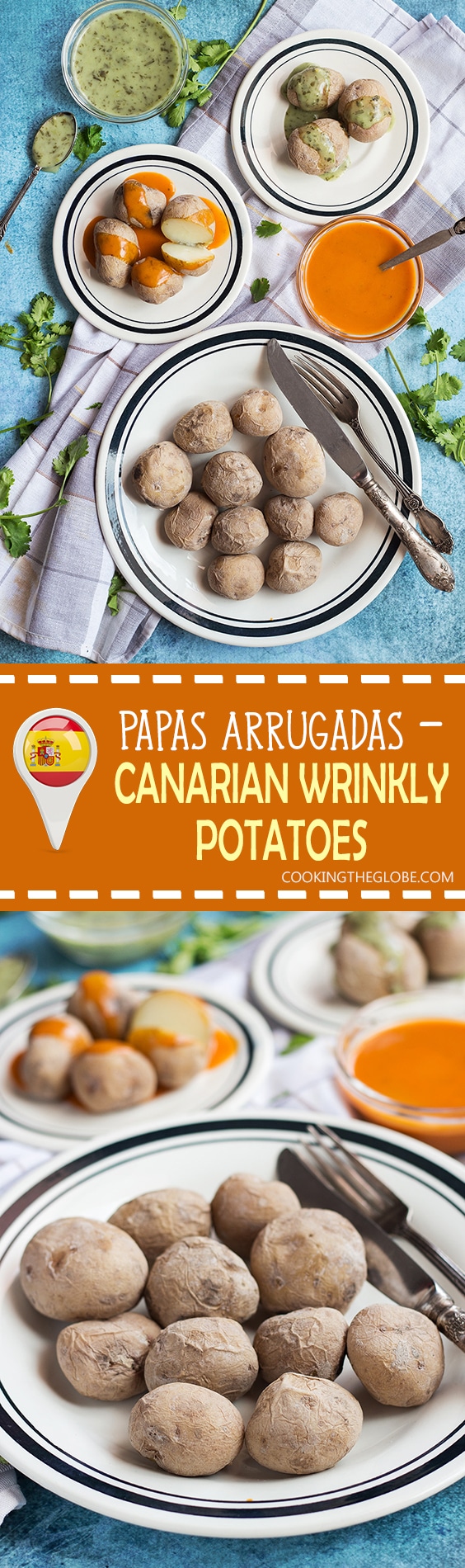 Canarian Wrinkly Potatoes (Papas Arrugadas) make a perfect side dish to any meal. They are really easy to make and require only 2 ingredients! | cookingtheglobe.com