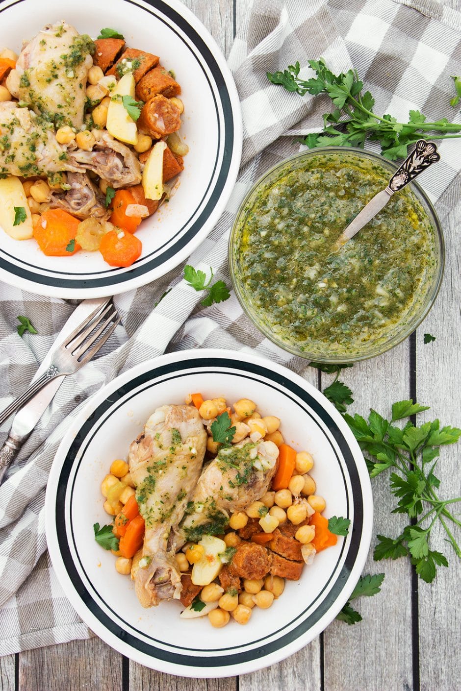 Spanish Cocido Recipe - w/ Chicken, Chickpeas, & Chorizo
