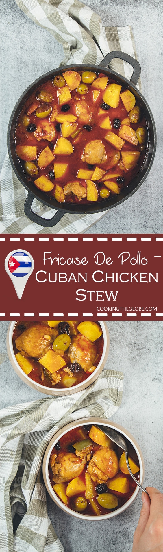 Fricase De Pollo is the famous Cuban chicken stew packed with tons of different flavors. A great stew the whole family will love! | cookingtheglobe.com