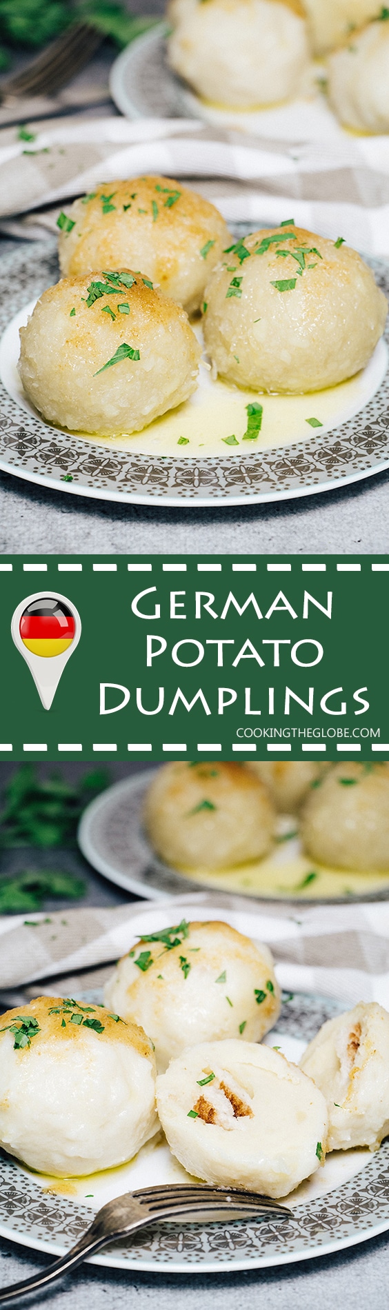 German Potato Dumplings, also known as Kartoffelkloesse, make a perfect side dish to literally anything but are also great as a standalone dish! | cookingtheglobe.com
