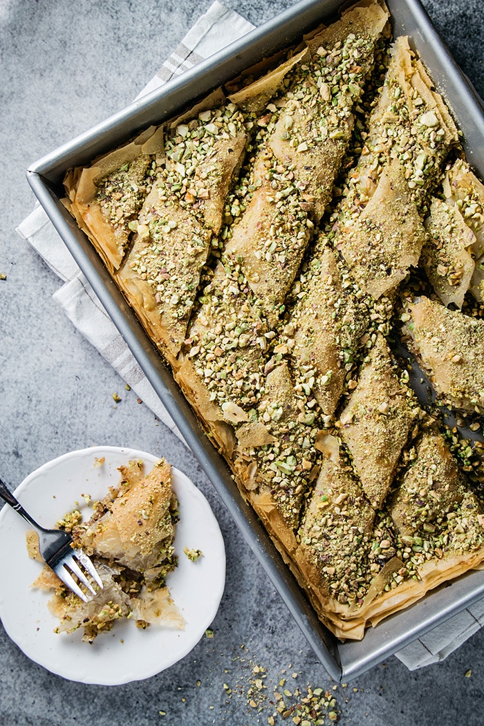 Turkish Baklava served in a plate