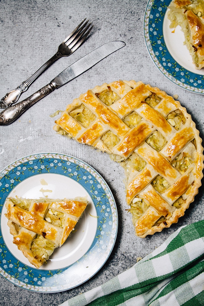Freshly baked Russian cabbage pie