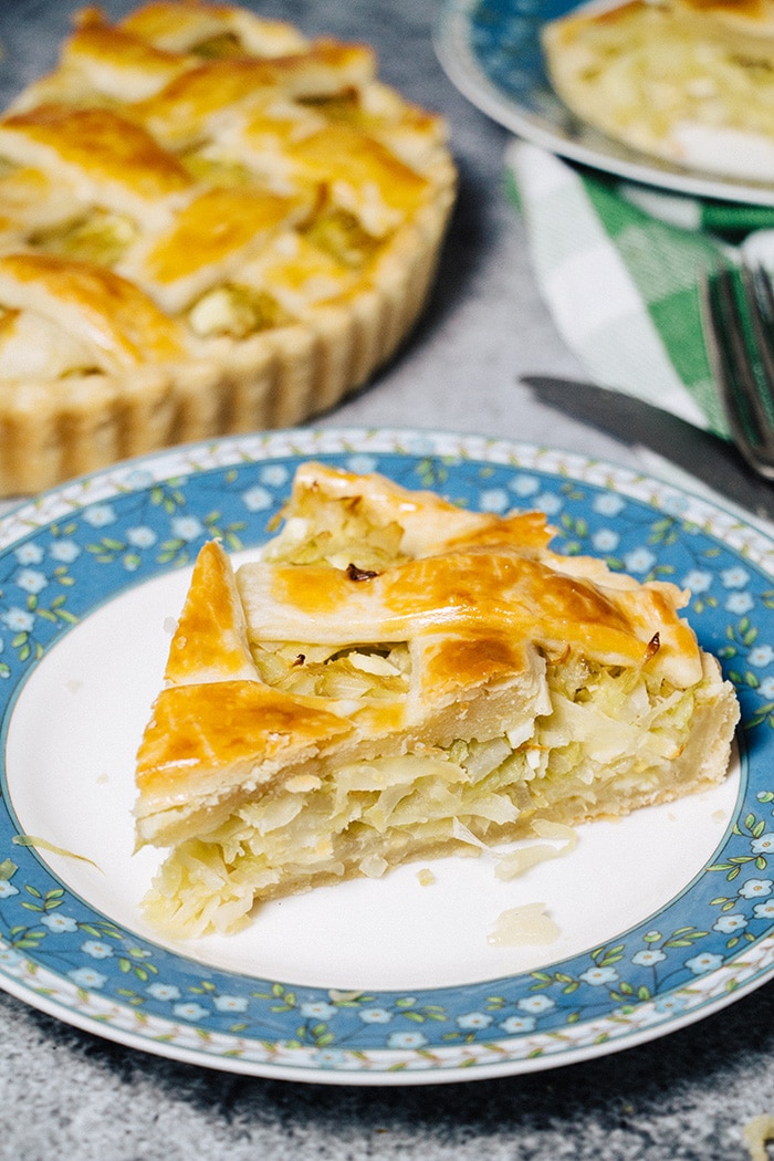 A slice of Russian cabbage pie