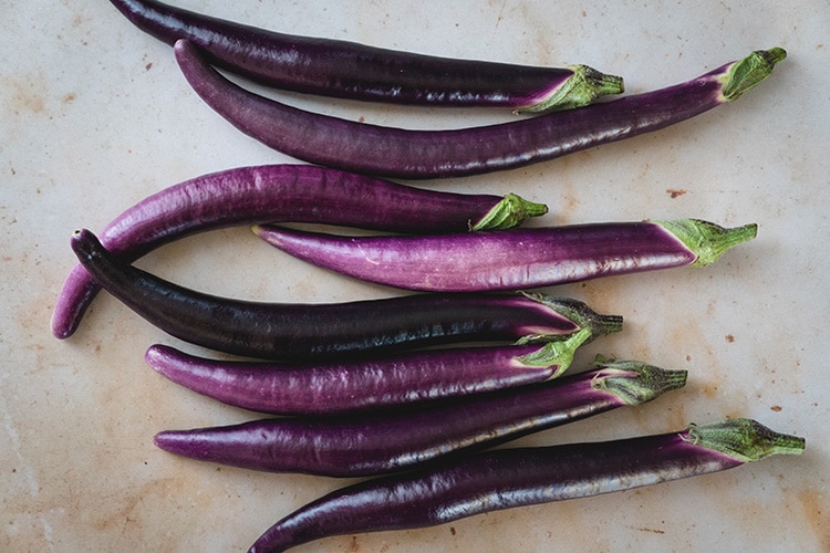 Japanese eggplants on the table