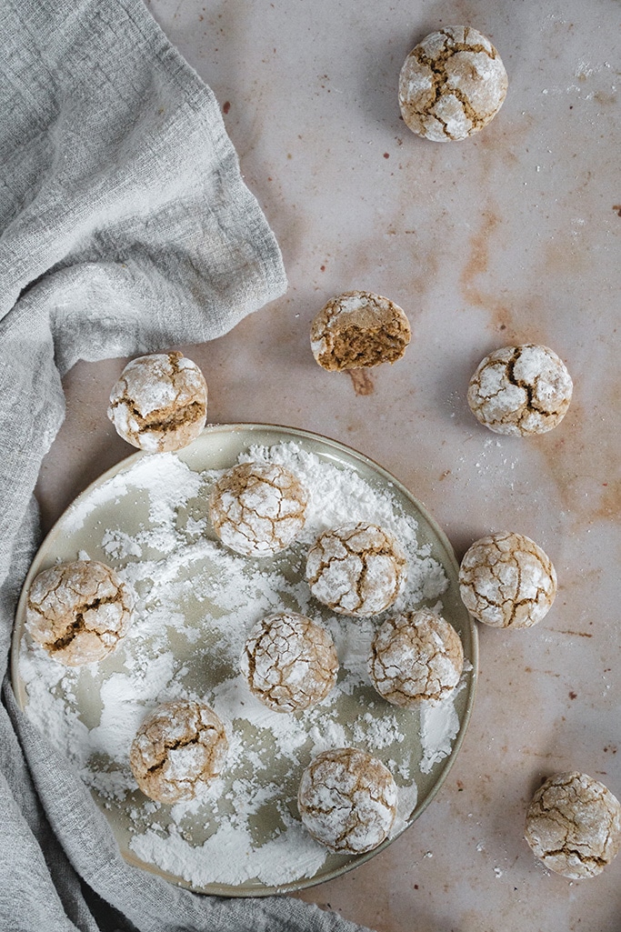 Moroccan walnut cookies overhead shot