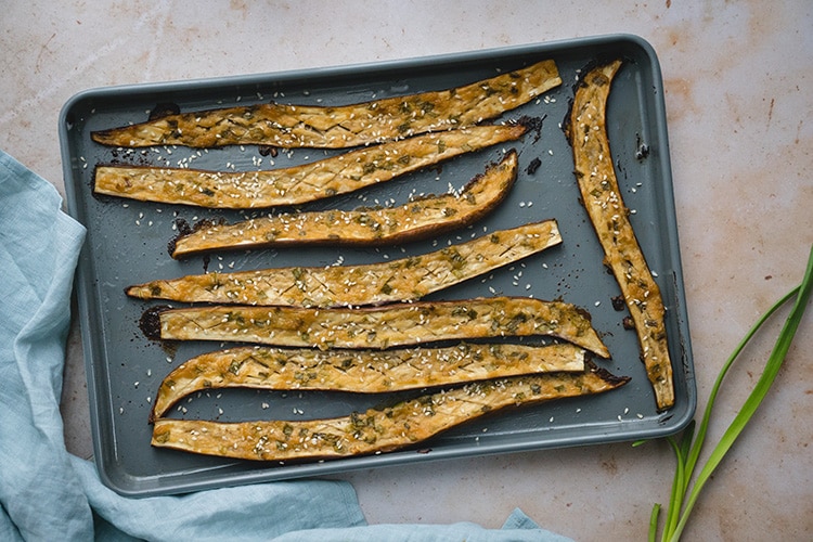 Nasu Dengaku on a baking tray