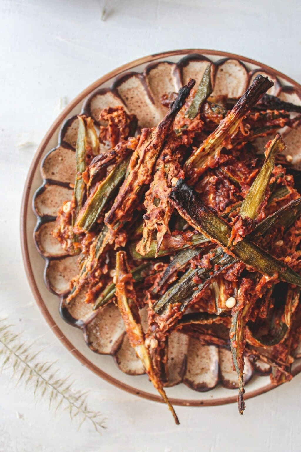 Baked Kurkuri Bhindi Spicy Crispy Okra Recipe - Cooking The Globe
