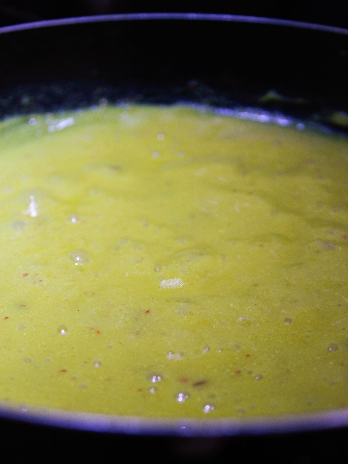 Mix the kadhi until the colour change and it gets dense