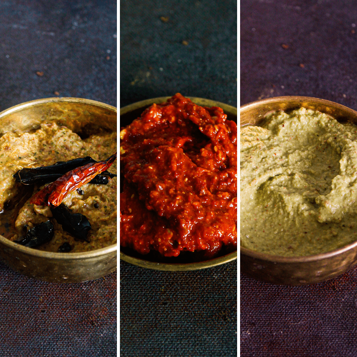 3 variants of chutney