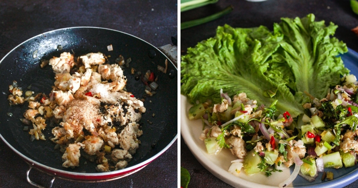 Easy Thai Chicken Larb Salad Recipe - Cooking The Globe