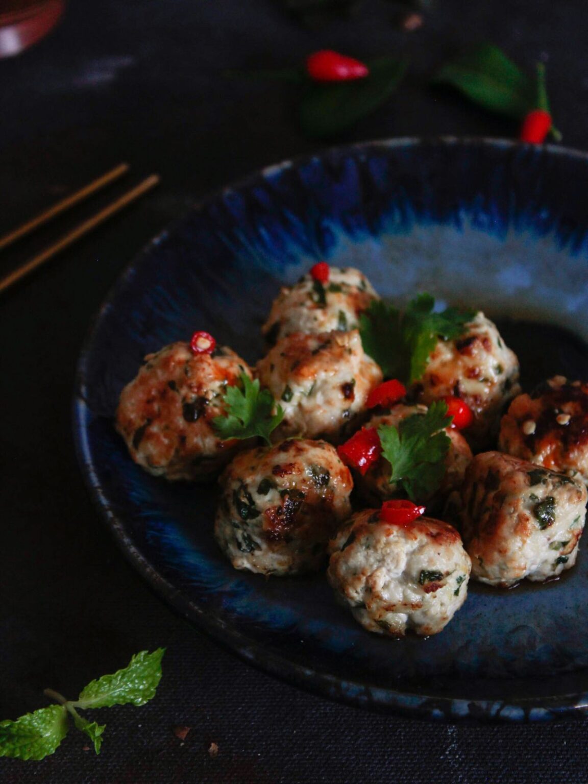 Pan Fried Thai Chicken Meatballs Recipe Cooking The Globe