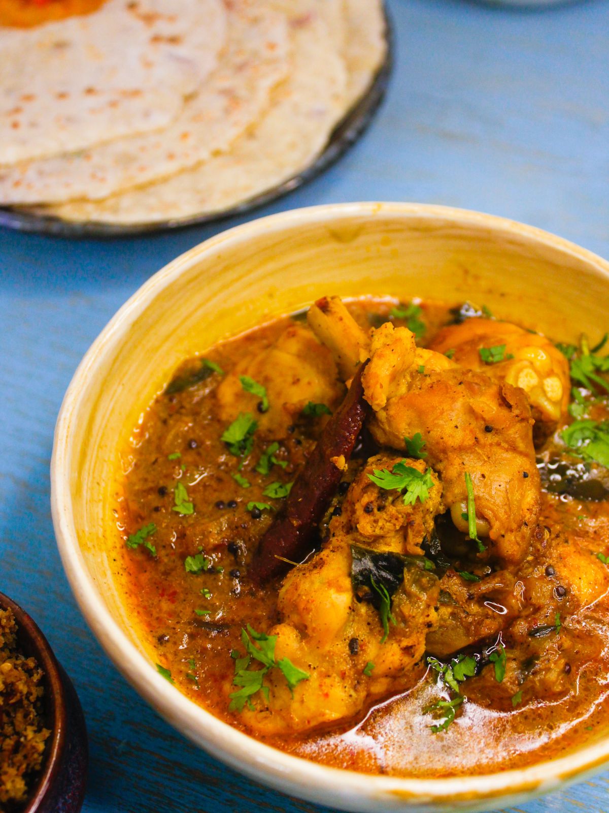 Sri Lankan Chicken Curry served with roti