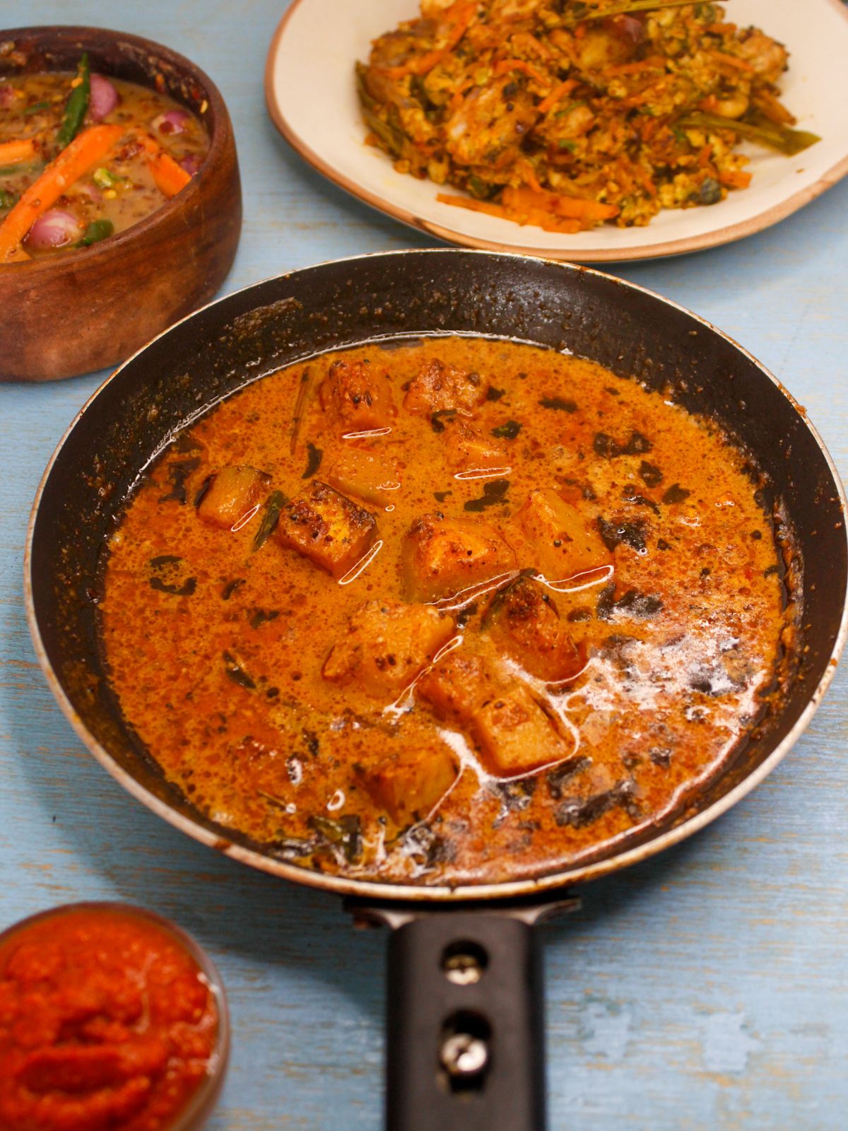 Sri Lankan Pumpkin Curry served with chili paste