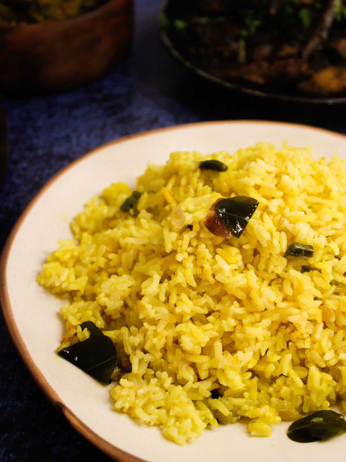 Sri Lankan Yellow Rice served in a plate
