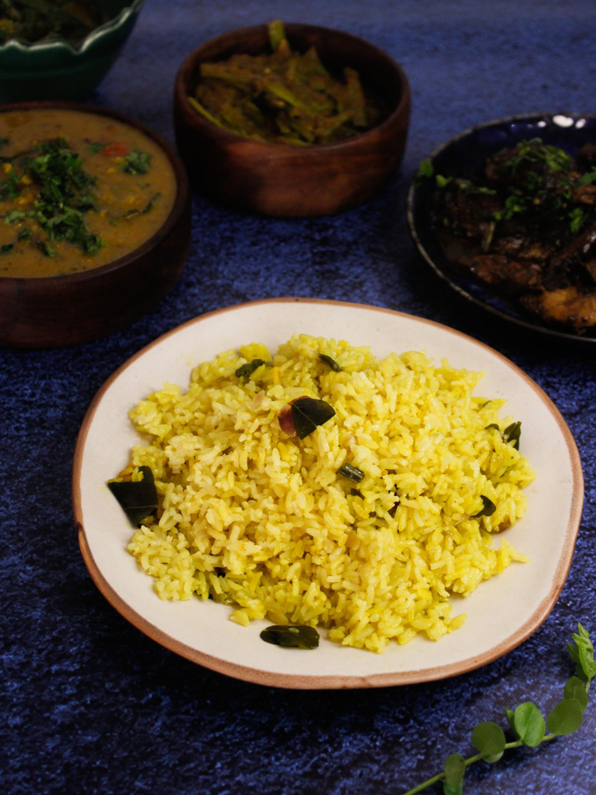 Srilankan Yellow Rice served with other srilankan dishes