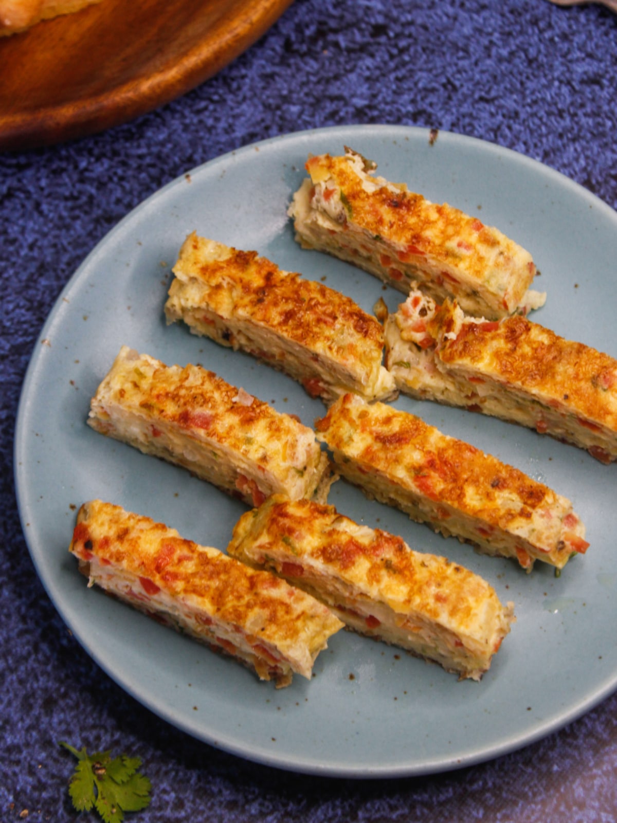 Top view of Cheesy Egg Roll