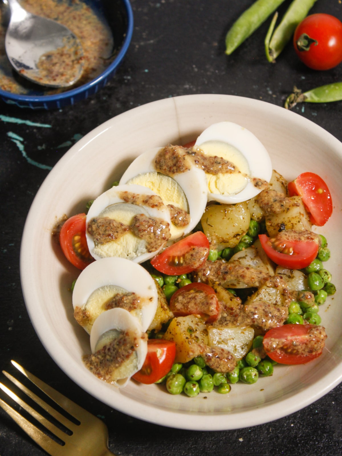 Top view of Easy Peas and Potato Salad Recipe