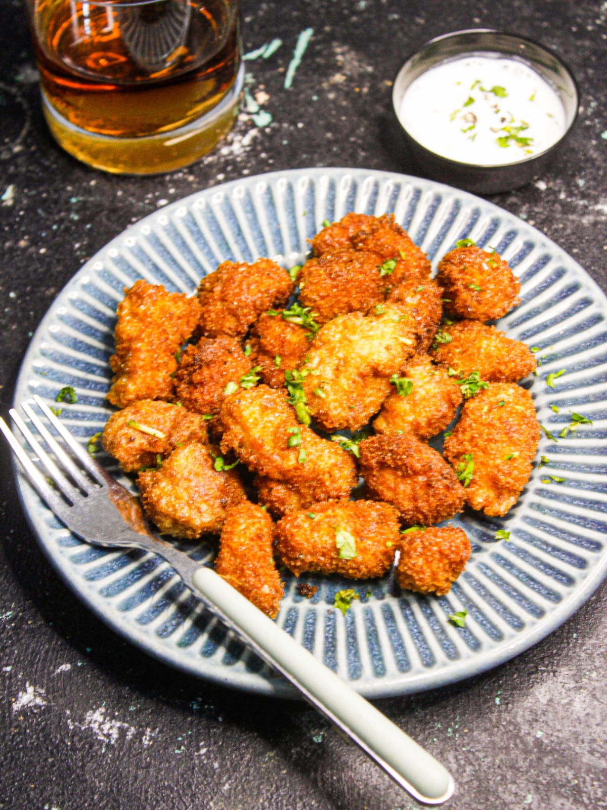 Spicy Chicken Popcorn: Quick Appetizer Recipe served with curd